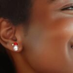 Festive Sparkle Santa Hat Pearl and Diamond Earrings