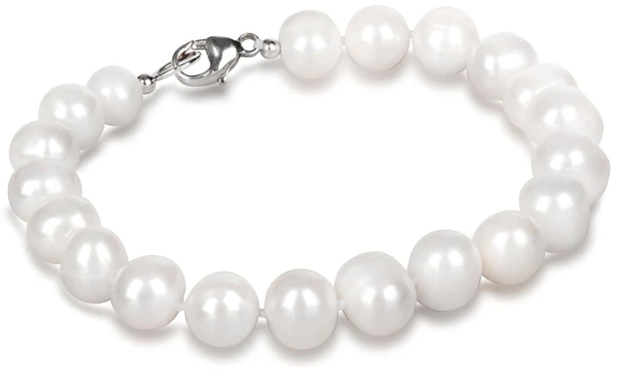 JL0362 bracelet by Jwl Luxury Pearls with genuine white round pearls and a silver clasp, reflecting quiet ocean-borne elegance.